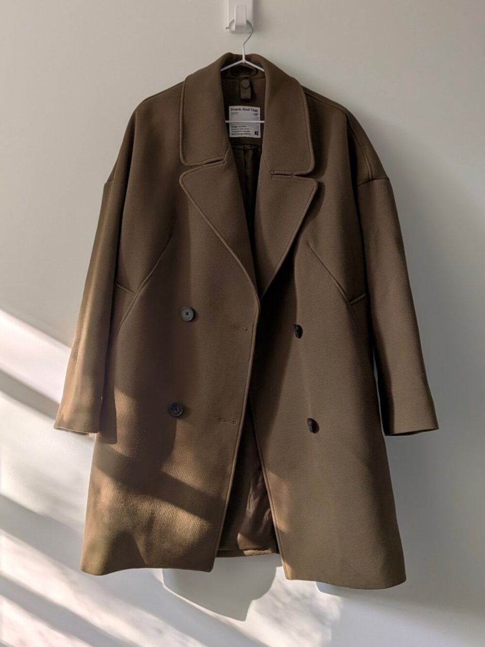 Frank & Oak Olive Green Oversized Double-Breasted Women’s Coat